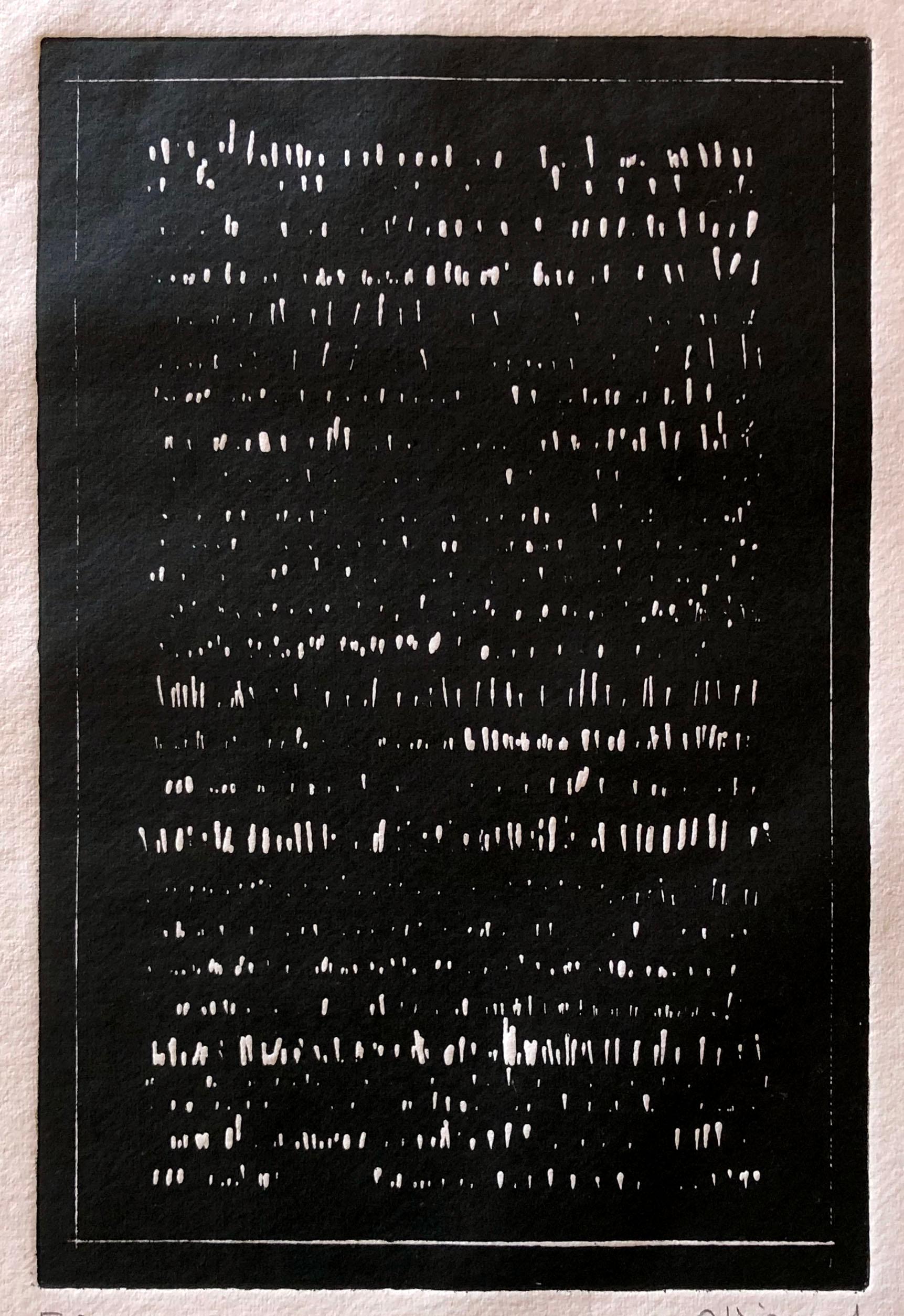 Etching on woven paper,  This piece was completed during Allirand's time as Resident Artist at the French Institute of Tangier, 2017. Artist Proof, Signed in pencil.

"To write a word or to trace a line, the idea remains the same one: to release