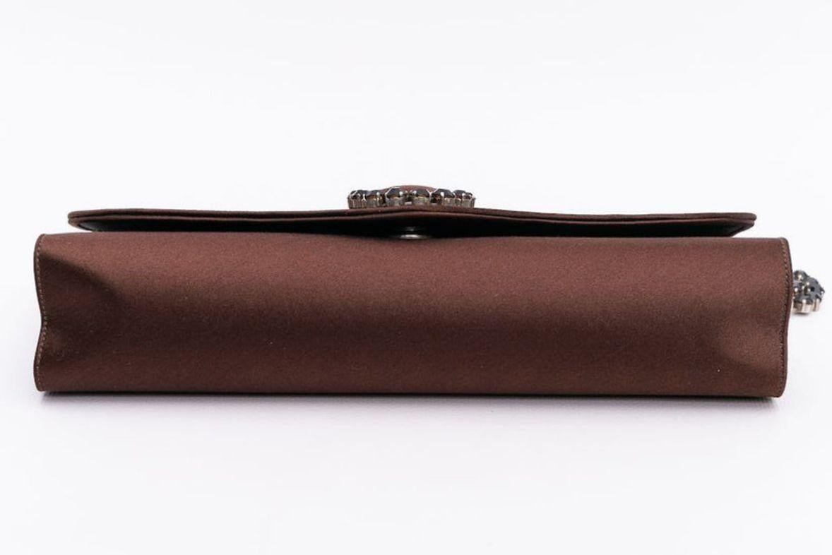 Renaud Pellegrino Brown Satin Clutch For Sale 1