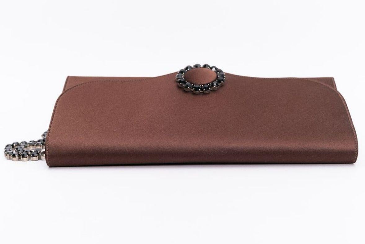 Renaud Pellegrino Brown Satin Clutch For Sale 2