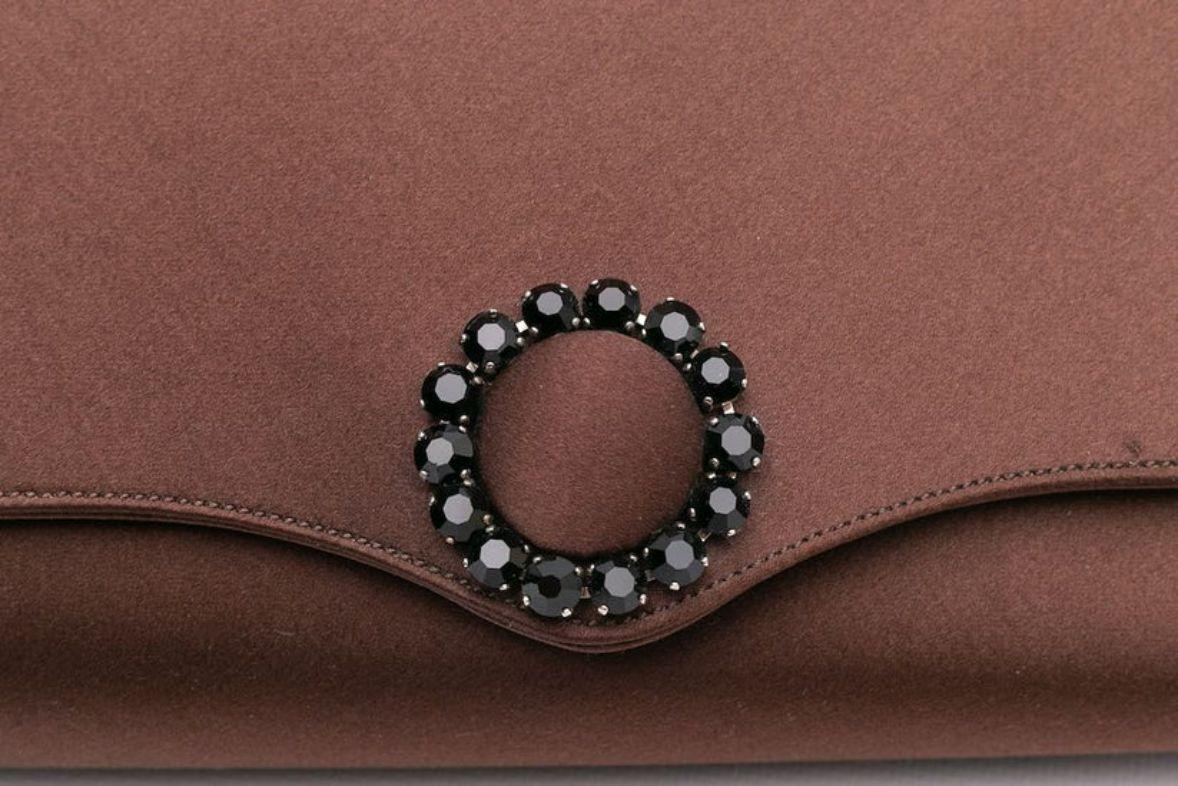 Renaud Pellegrino Brown Satin Clutch For Sale 3