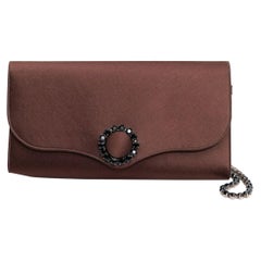 Renaud Pellegrino Brown Satin Clutch