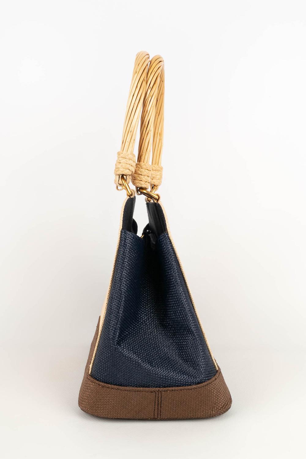 Renaud Pellegrino Handbag in Panama Straw In Excellent Condition For Sale In SAINT-OUEN-SUR-SEINE, FR