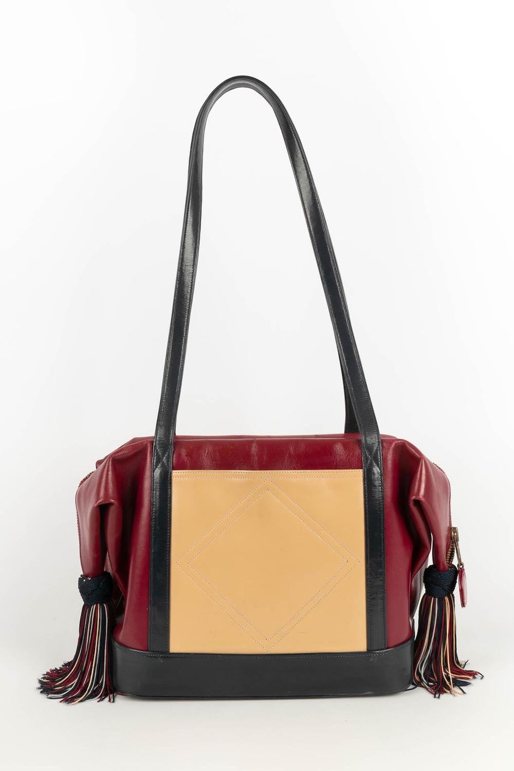 Renaud Pellegrino Multicolored Leather Bag with Golden Metal In Excellent Condition For Sale In SAINT-OUEN-SUR-SEINE, FR