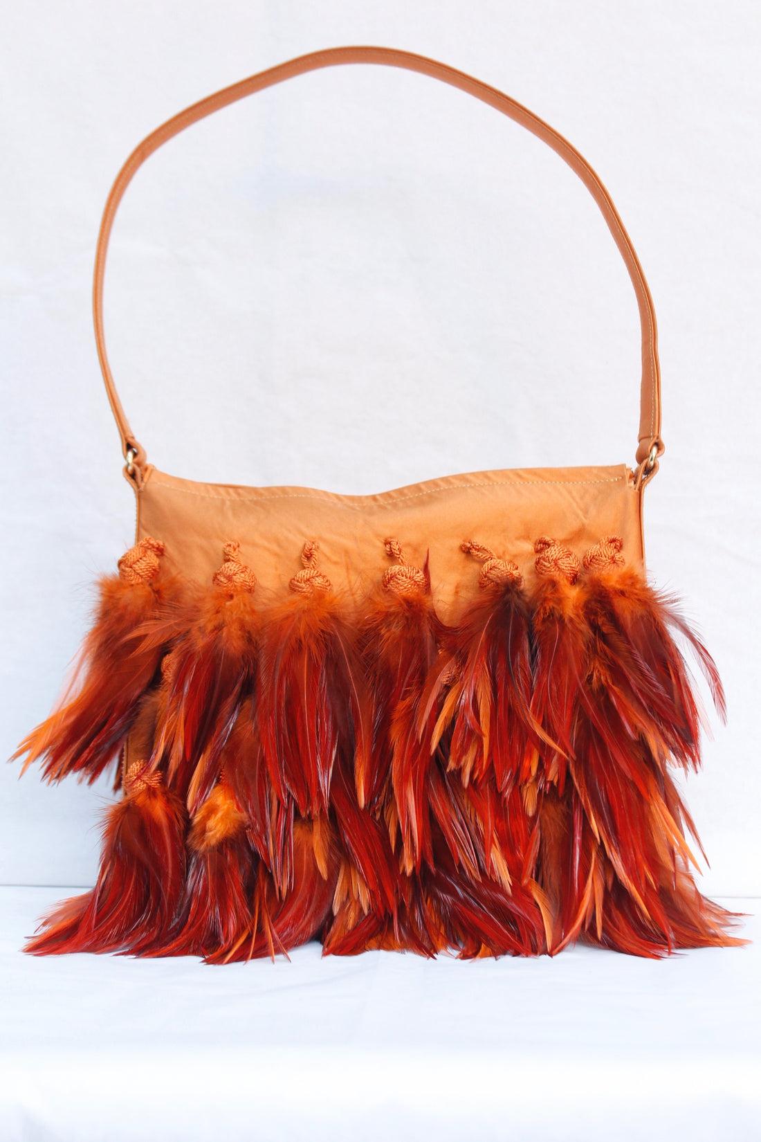orange feather bag