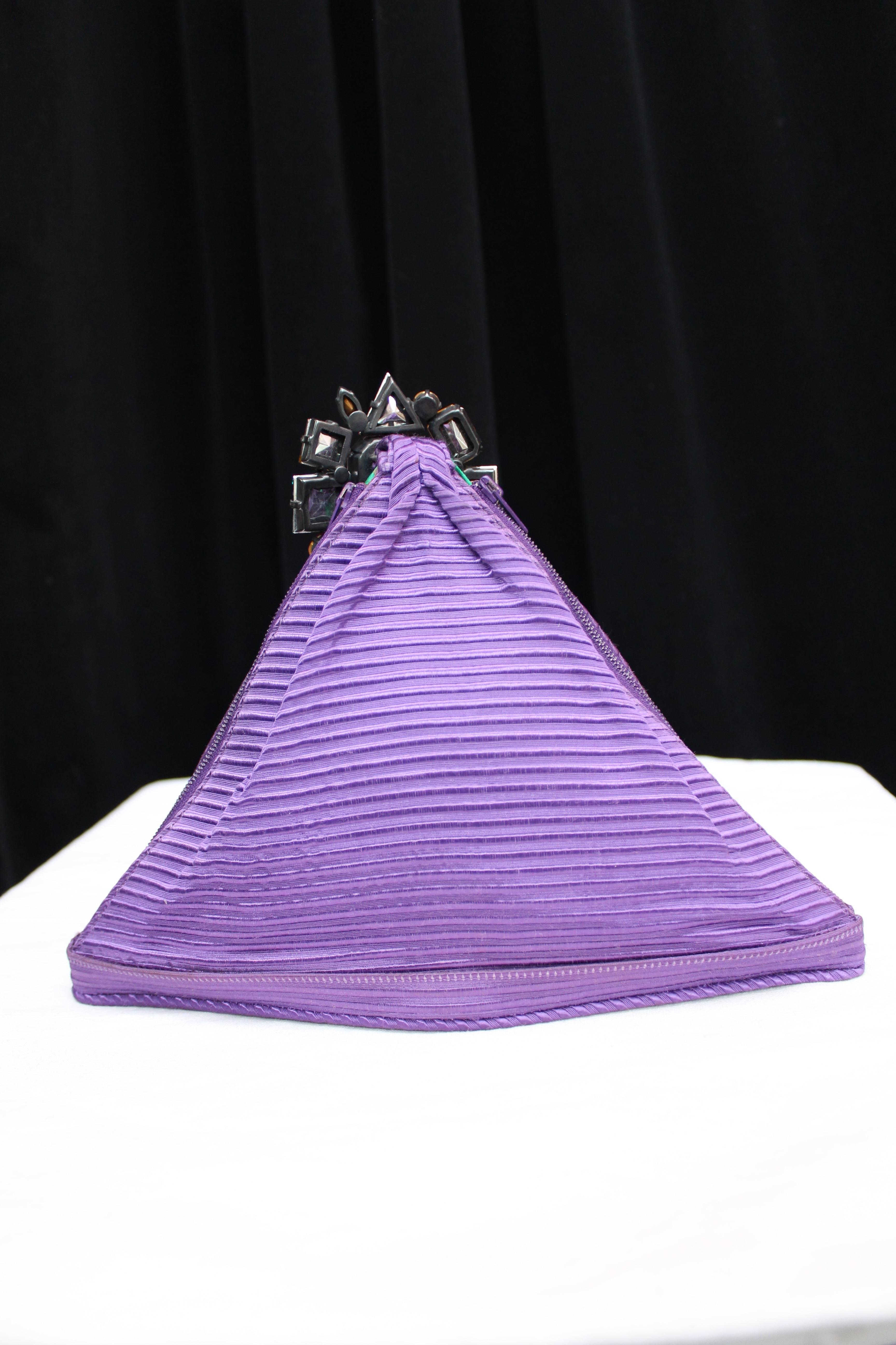 Renaud Pellegrino purple and green jewel evening bag In Excellent Condition In Paris, FR