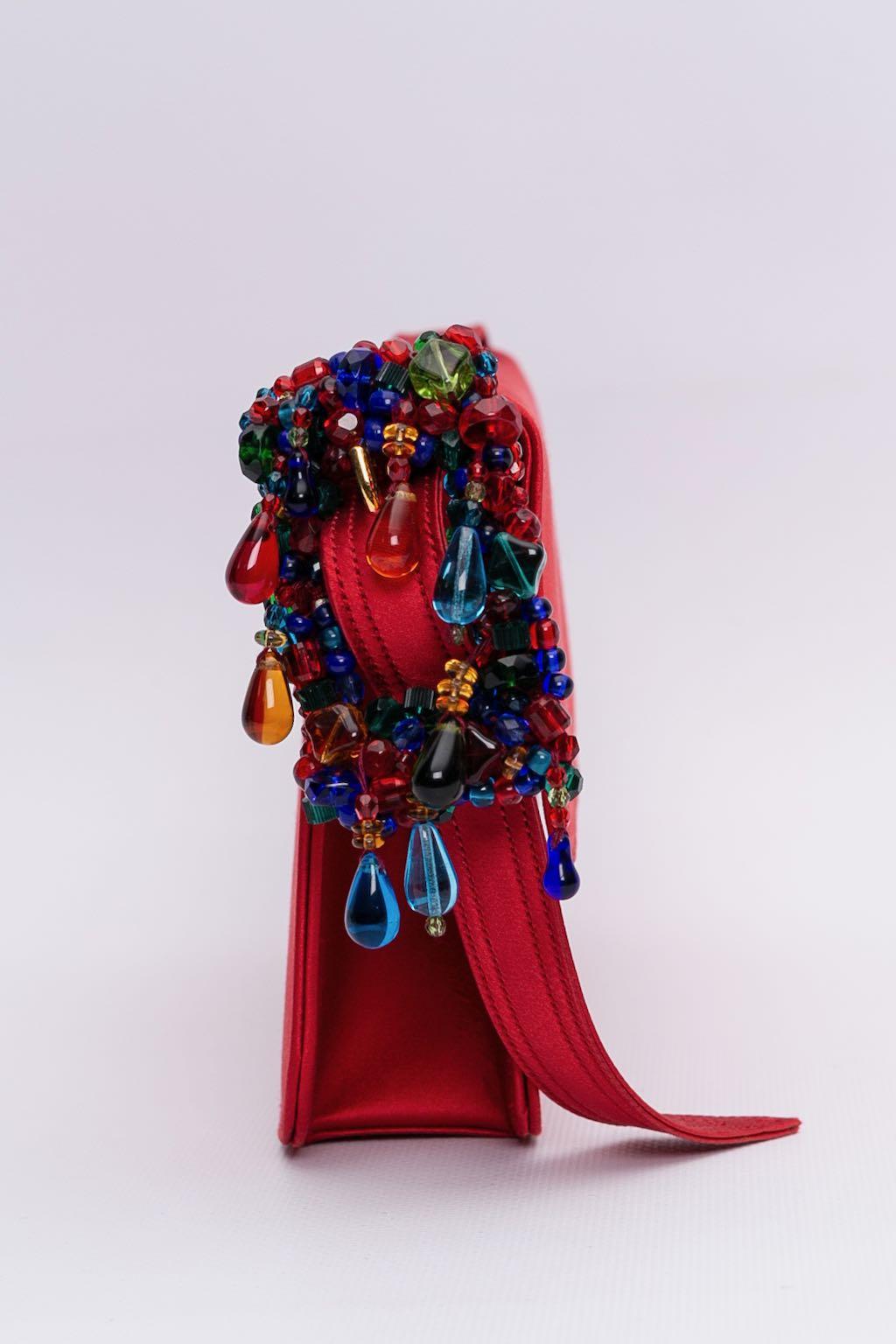 Rote Perlen-Tasche von Renaud Pellegrino Damen im Angebot