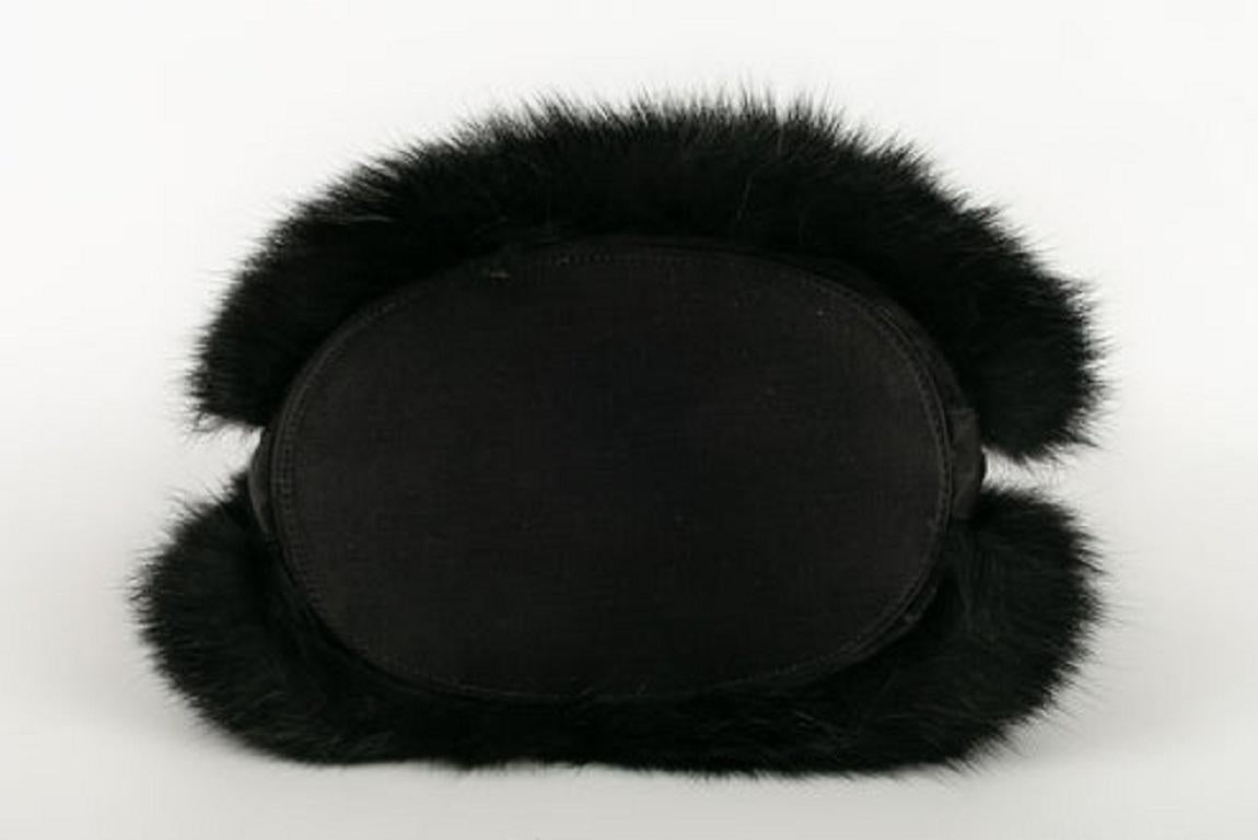 Renaud Pellegrino Satin and Black Rabbit Fur Evening Bag For Sale 1