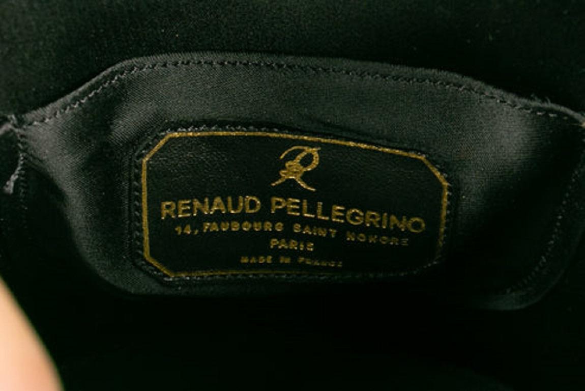 Renaud Pellegrino Satin and Black Rabbit Fur Evening Bag For Sale 5