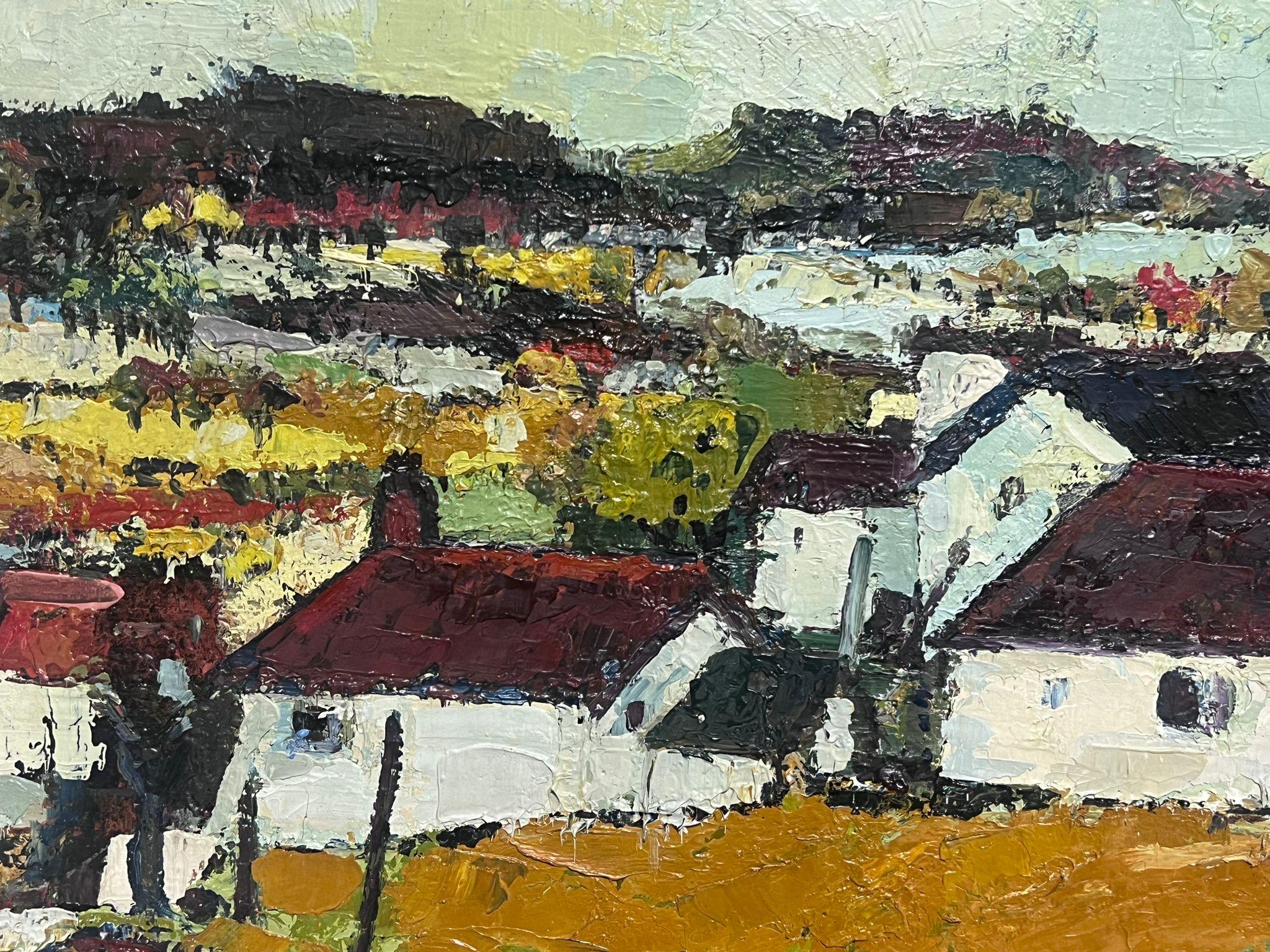 Valence Provence Red Roof Town South of France 1960's French Expressionist Oil - Modern Painting by Renault