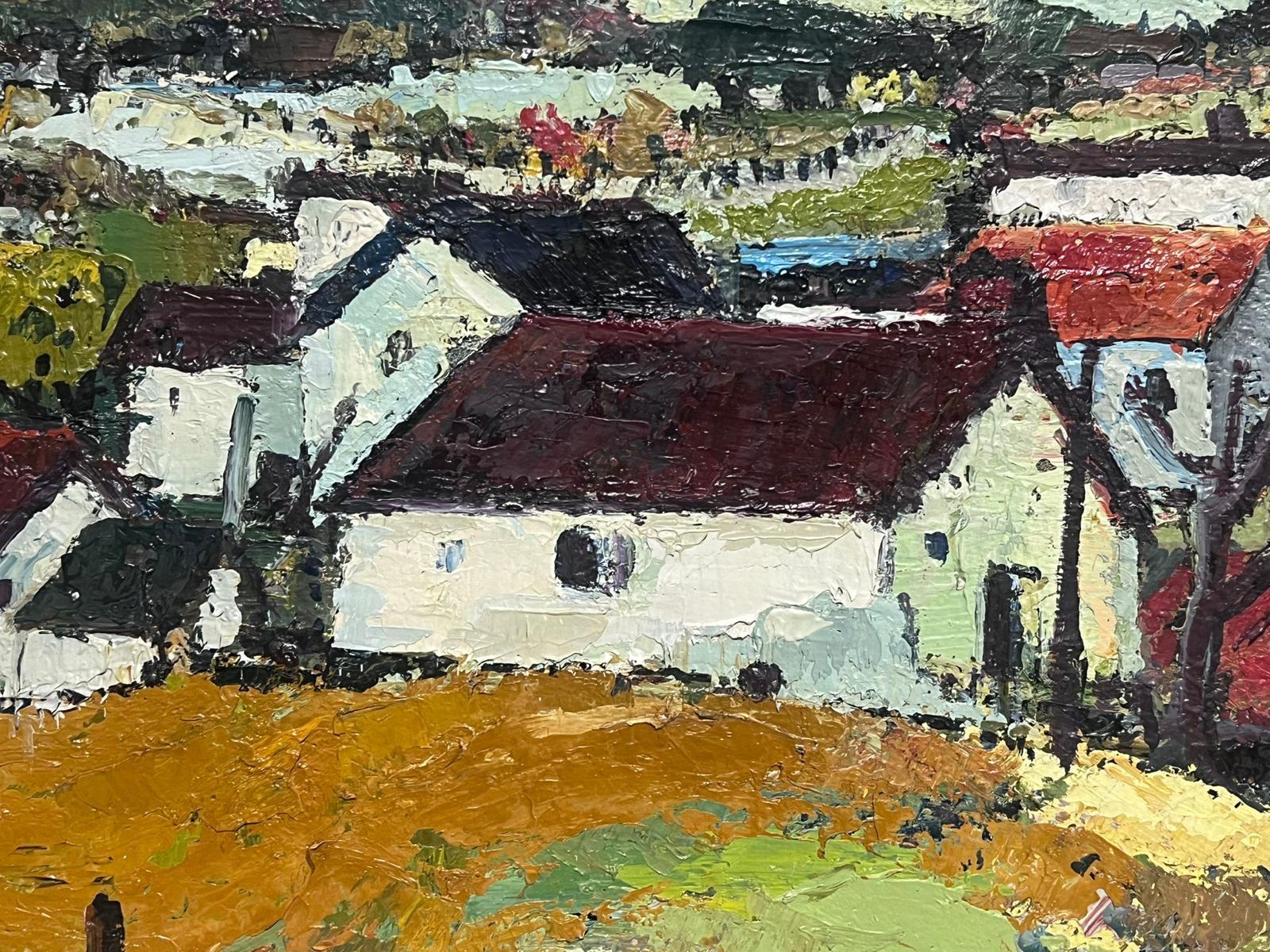 Valence Provence Red Roof Town South of France 1960's French Expressionist Oil For Sale 1