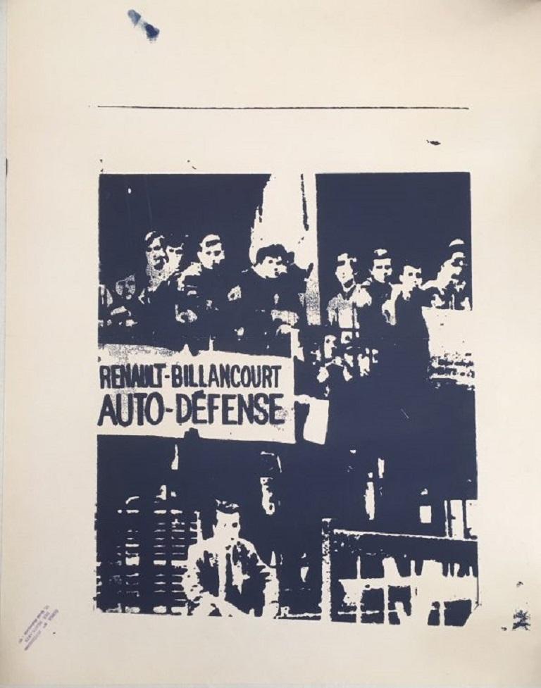 Mid-20th Century Renault-Billancourt Auto Defense 1968 Original Vintage Poster For Sale