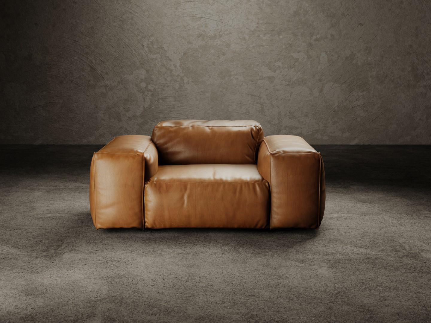 RENCONTRE MOI armchair is composed of a wooden shell padded with different densities polyurethane foam with a top layer mixed with goose feather. The armchair is completely covered in fabric or leather. The shapes of Rencontre Moi unveiled by