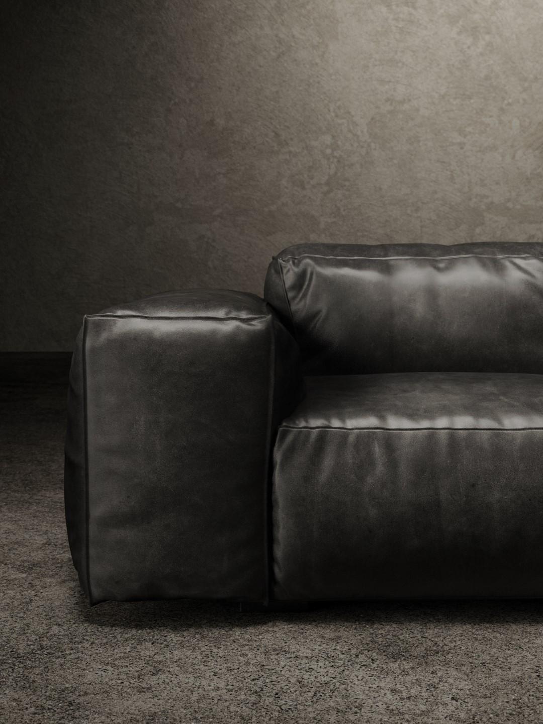 Modern Rencontre Moi Modular Sofa Three Seater Black Timeless Leather