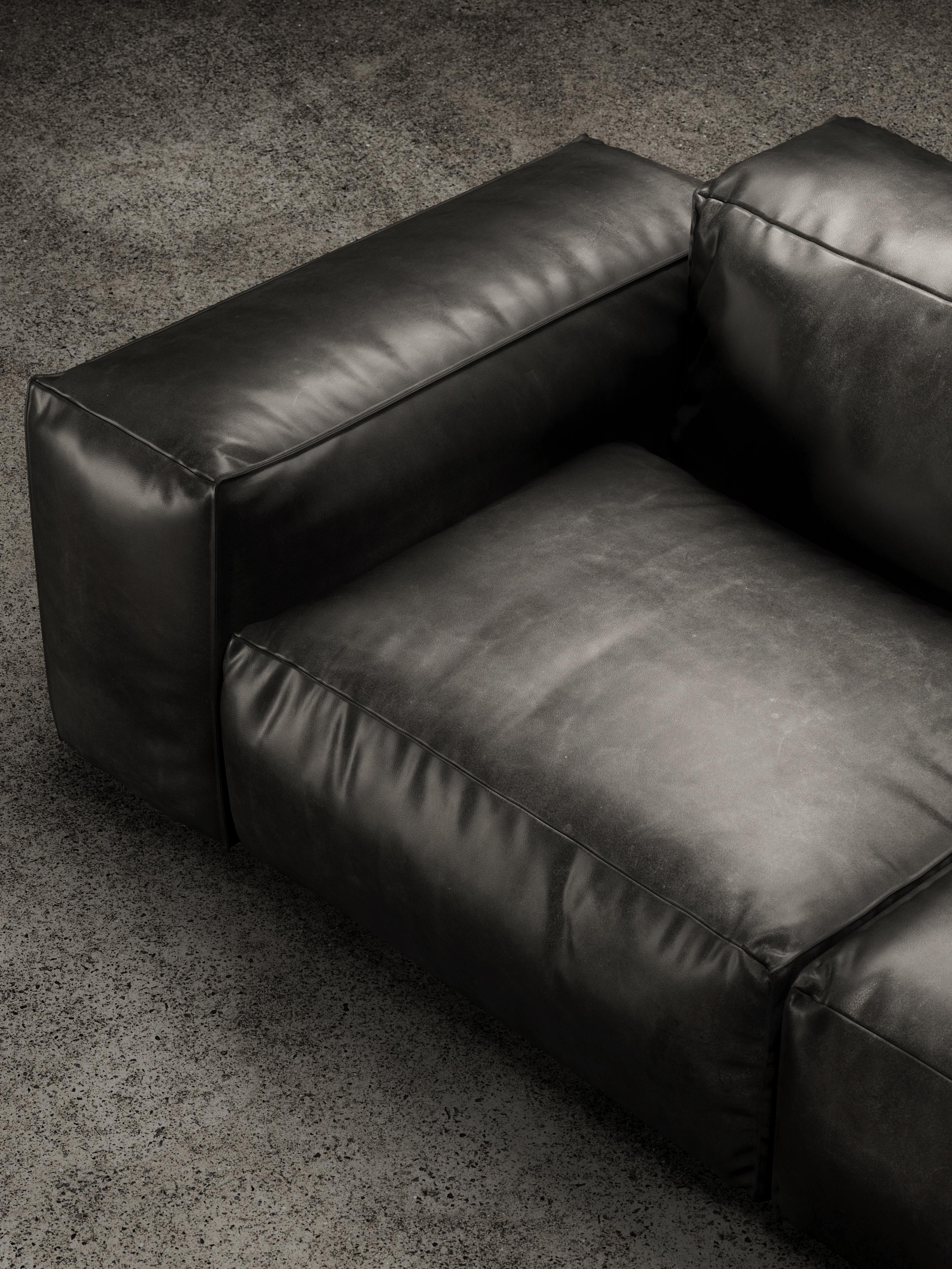 Italian Rencontre Moi Modular Sofa Three Seater Black Timeless Leather