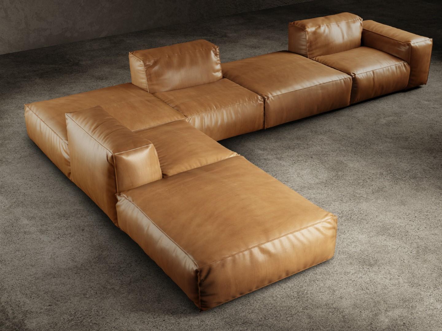 Italian Rencontre Moi Modular Sofa Touch Sella Leather For Sale