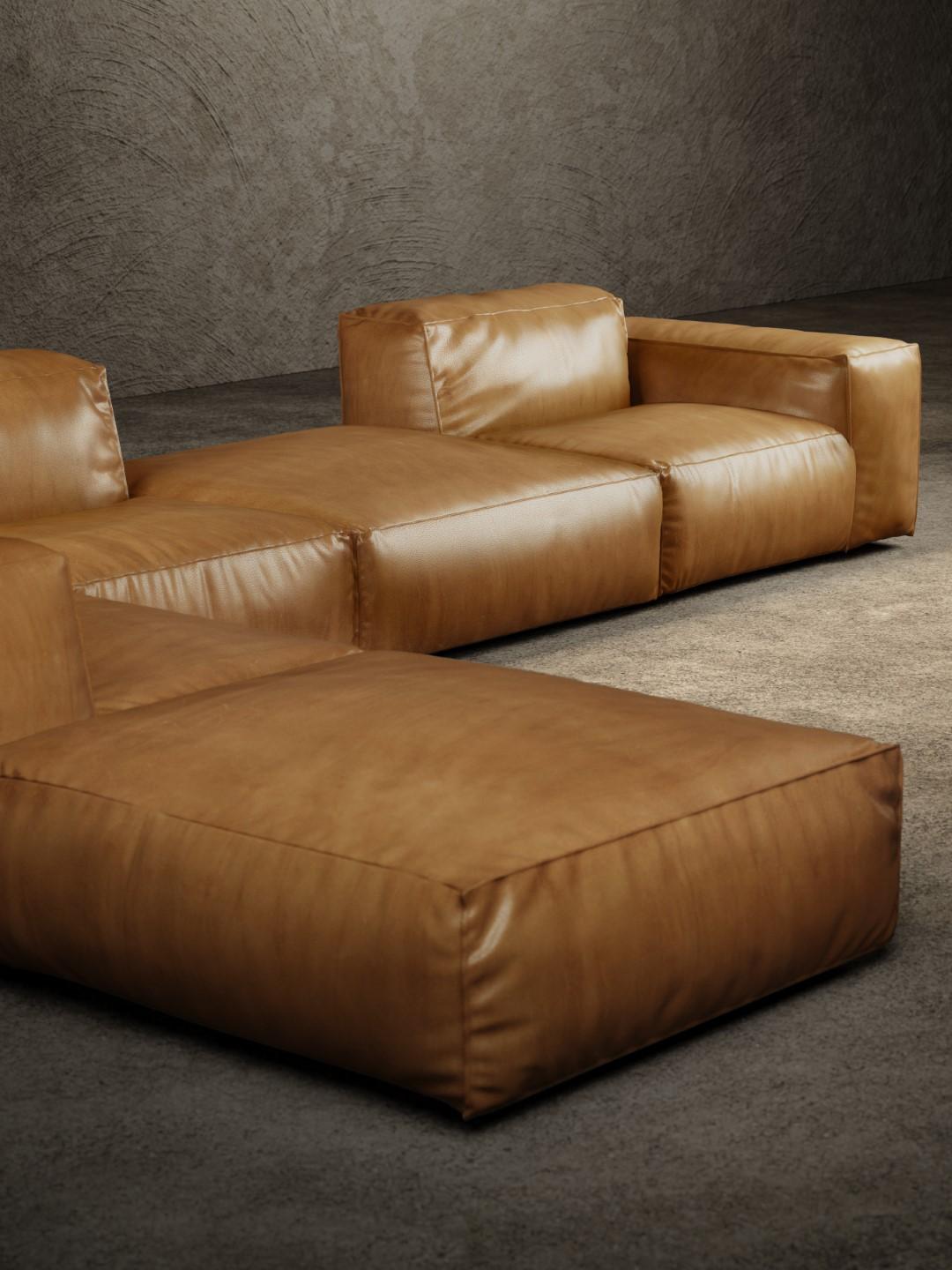 Rencontre Moi Modular Sofa Touch Sella Leather In New Condition For Sale In Milano, IT