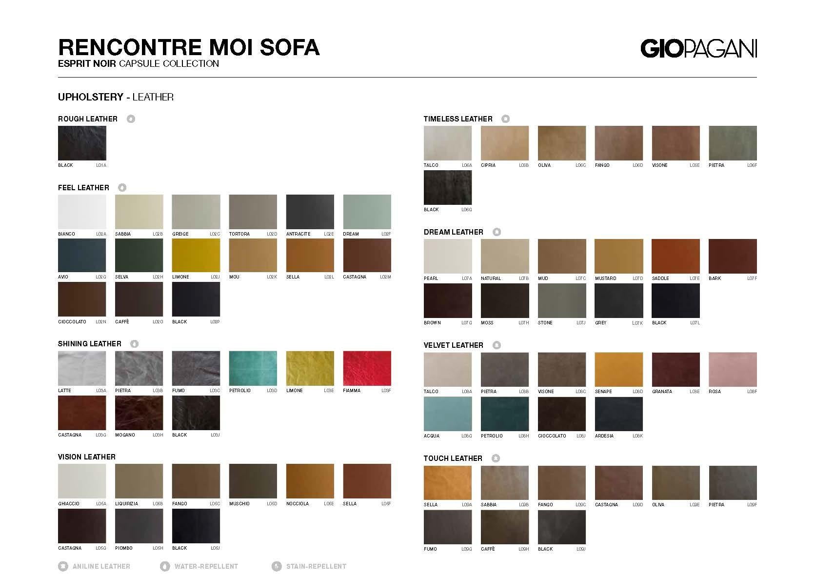 Modern Rencontre Moi Sofa Three Seater Black Timeless Leather