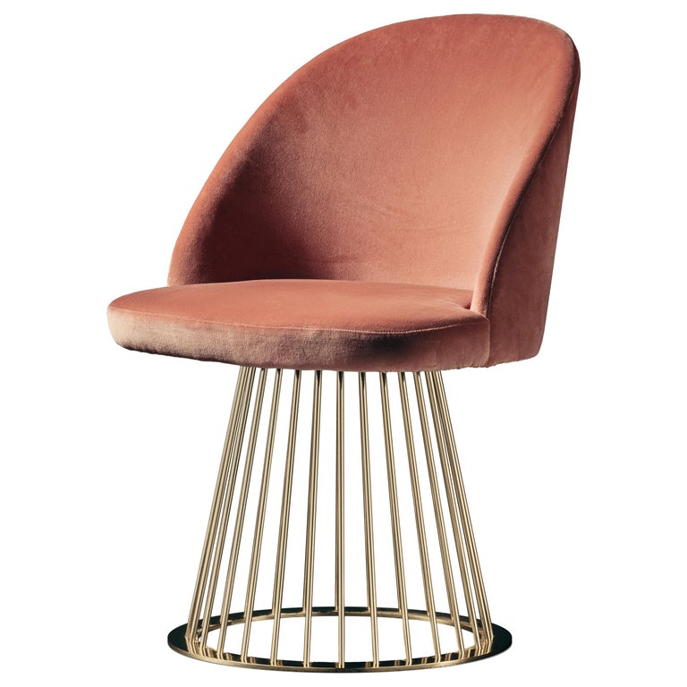 Rendez-Vous Chair in Pink Velvet and Polished Brass 1