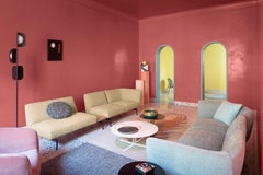 Divano componibile Rendez-Vous in tappezzeria A11 e metallo nero di Sergio Bicego