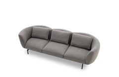 Rendez-Vous Sofa in Brown Upholstery with Black Metal Frame by Sergio Bicego