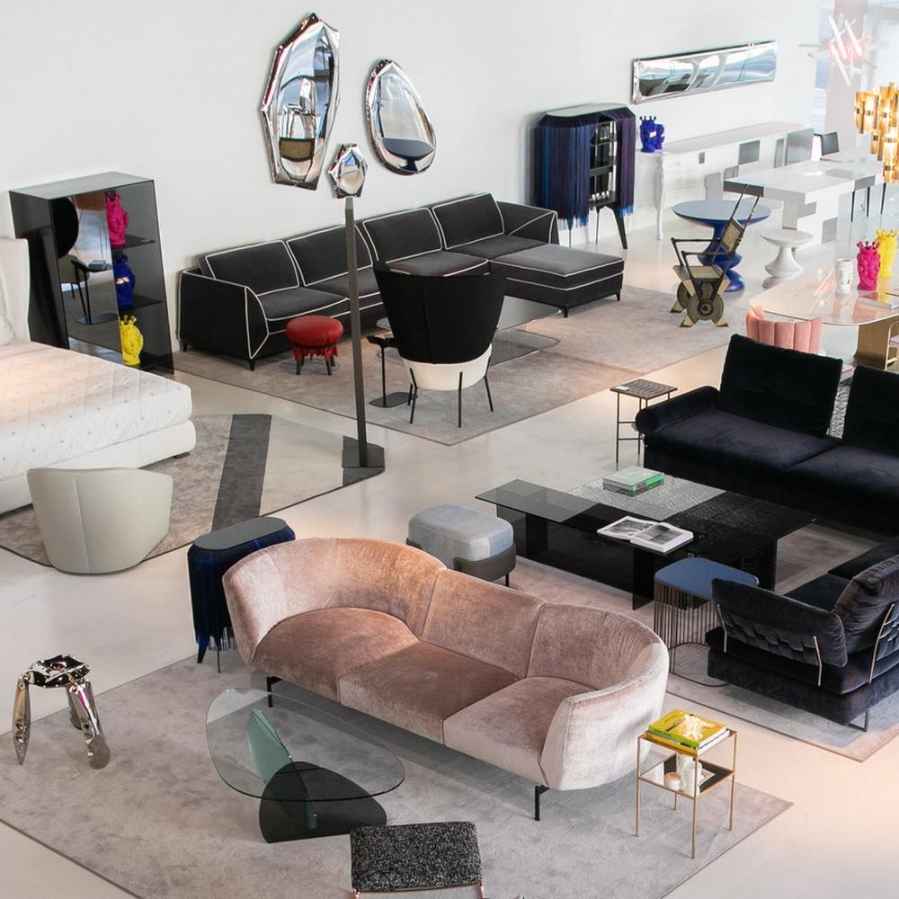Italian Rendez-Vous Velvet Sofa, Designed by Sergio Bicego, Made in Italy, In stock