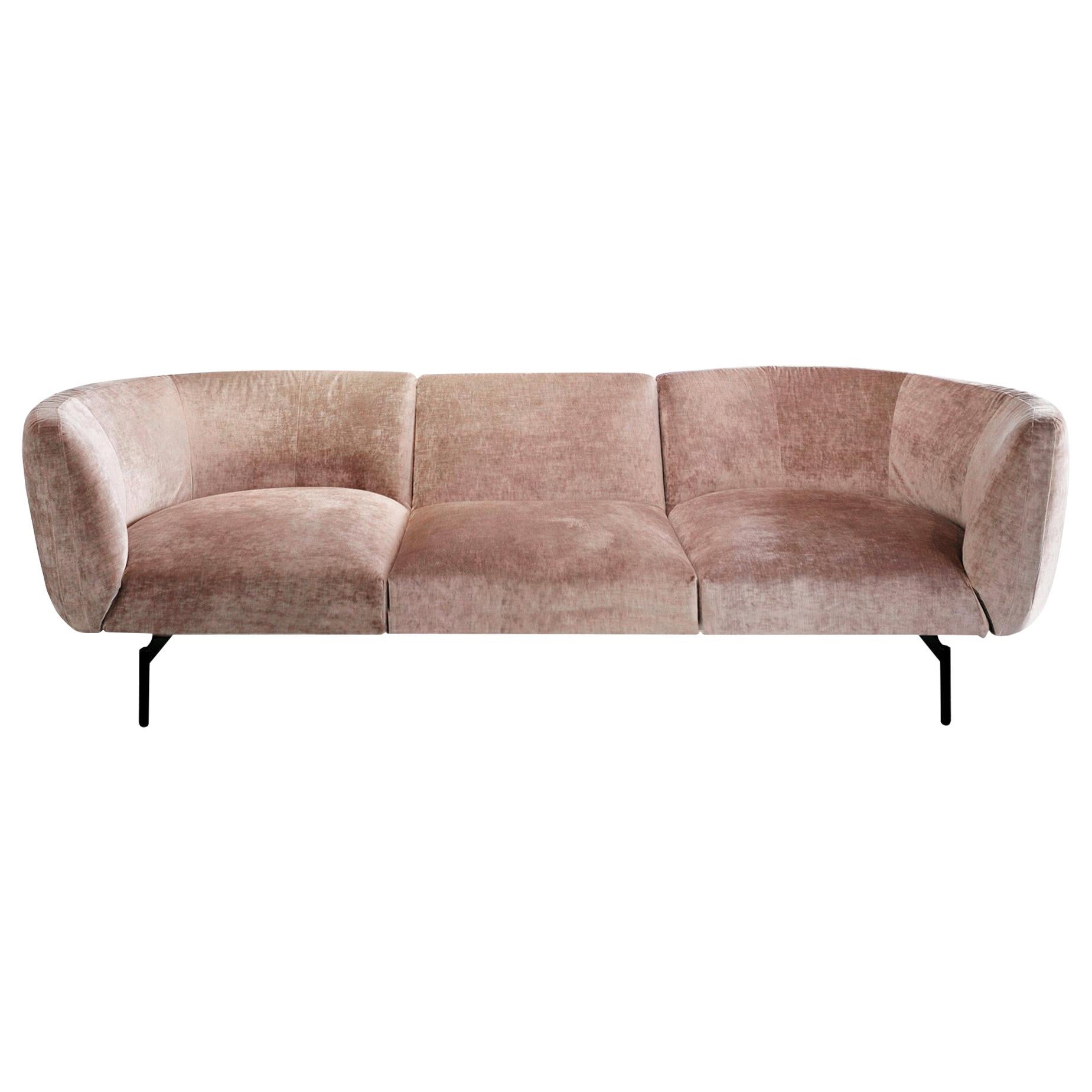 Rosa Samt Rendez-Vous Sofa:: entworfen von Sergio Bicego:: hergestellt in Italien