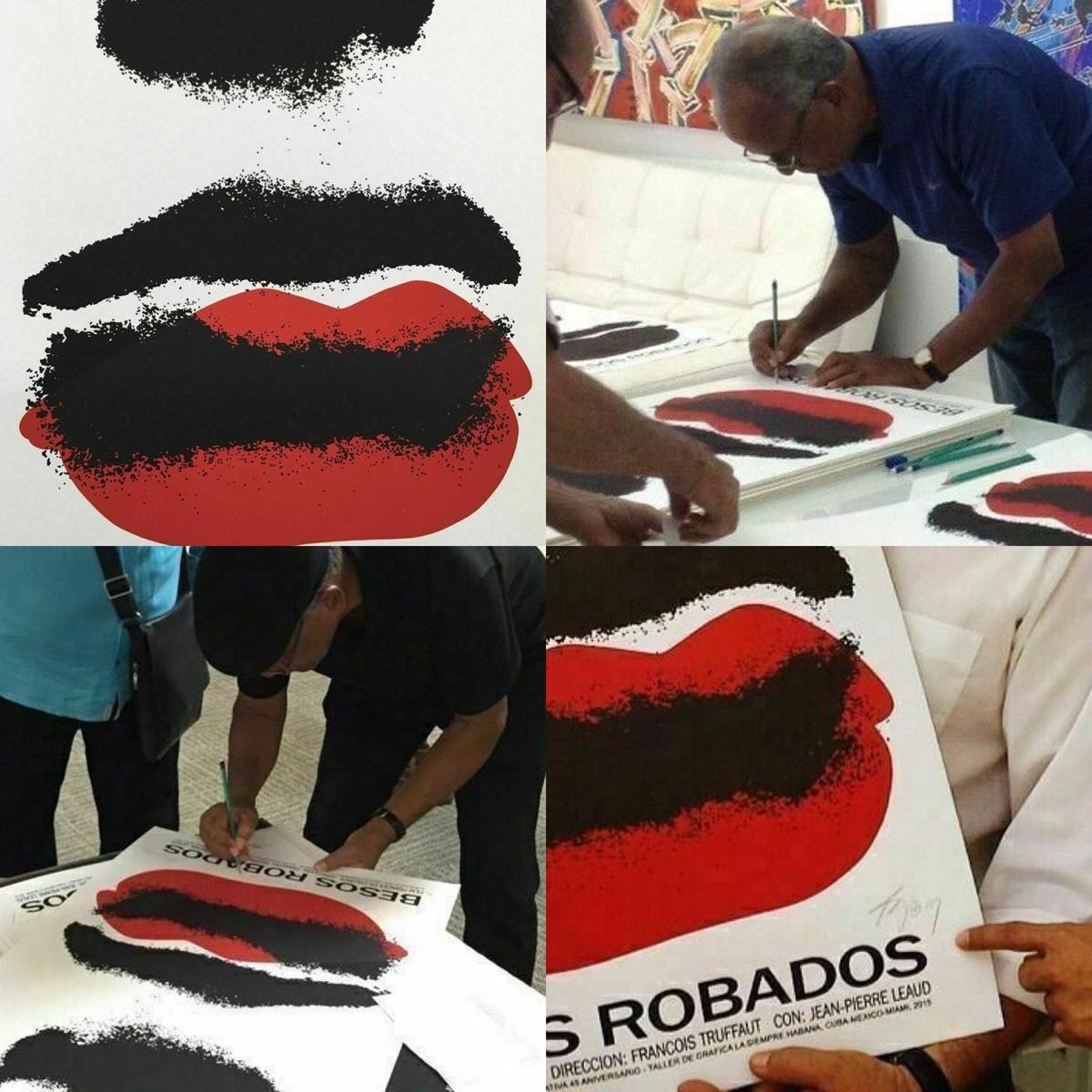 Rene Azcuy (Cuba, 1939)
'Besos Robados (45 Aniv.)', 2015
silkscreen on paper
30 x 20.1 in. (76 x 51 cm.)
Edition of 200
ID: AZC-102
Unframed