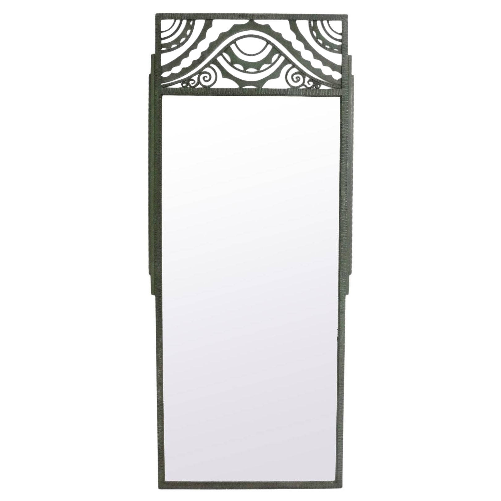 Rene Beauclair Französisch Art Deco Bronze Finish Mirror 71 "h x 30 "w große Skala