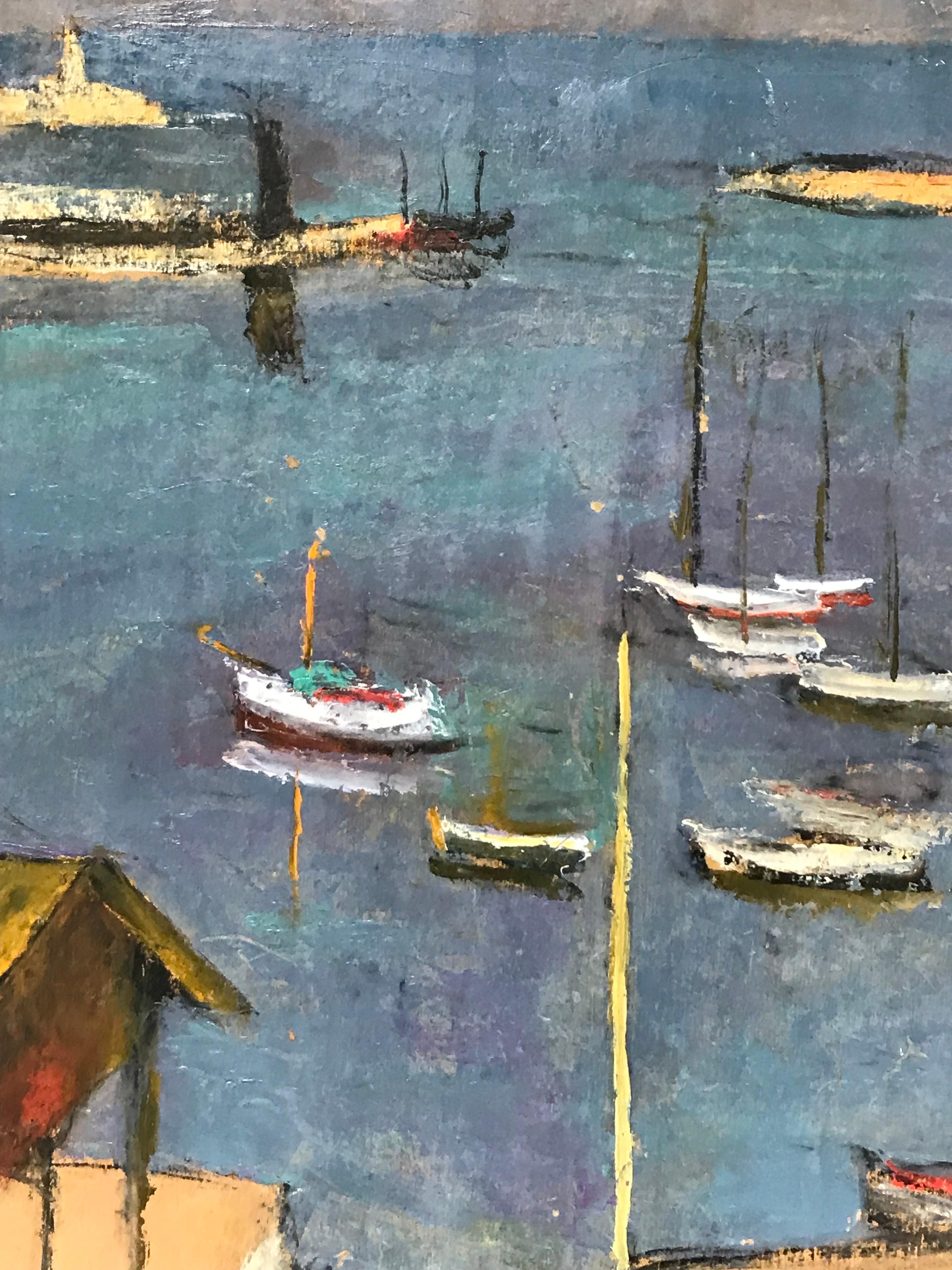 Artistics/ School : René Bellanger (français 1895-1964), signé

Titre : Castellon de la Plana, bateaux dans le port. L'œuvre a été exposée au Salon français des indépendants en 1965. 

Médium : peinture à l'huile sur panneau de bois, non