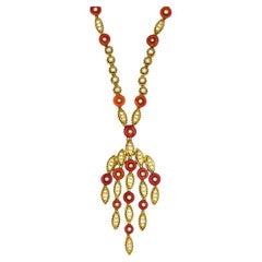 René Boivin Collier en or 18k Corail Diamant Estate Jewelry