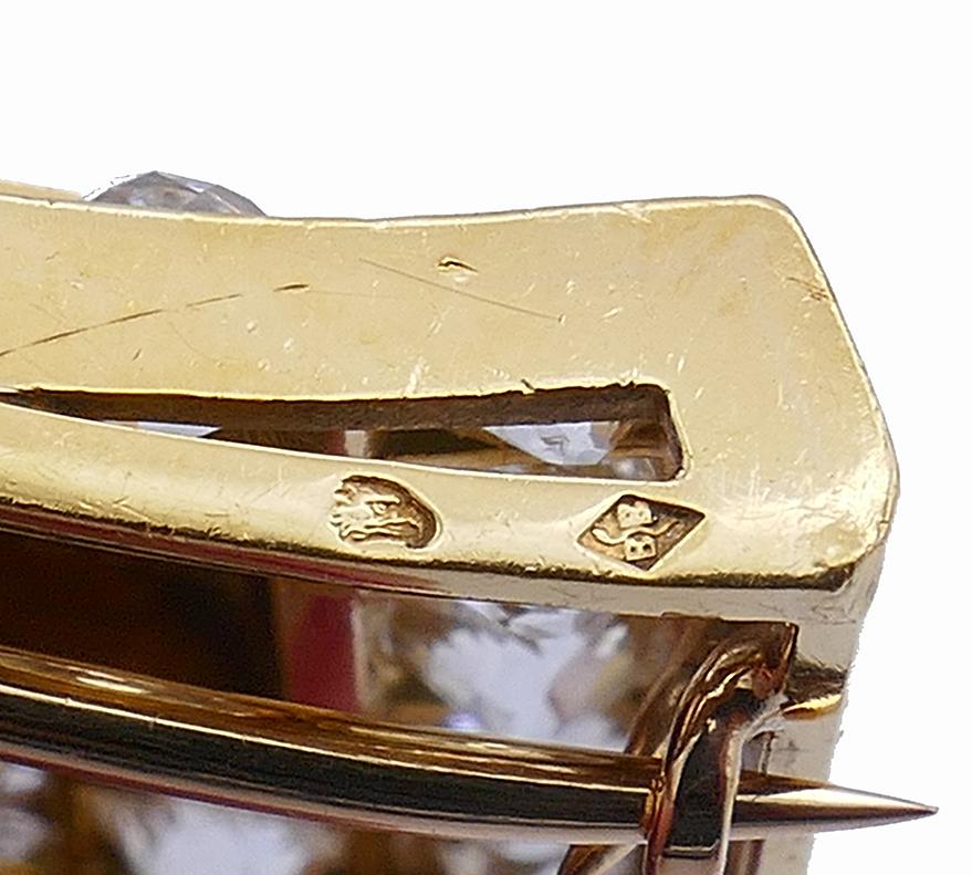 Taille mixte Rene Boivin Broche rétro à double épingle en or 18 carats, bijouterie vintage en vente