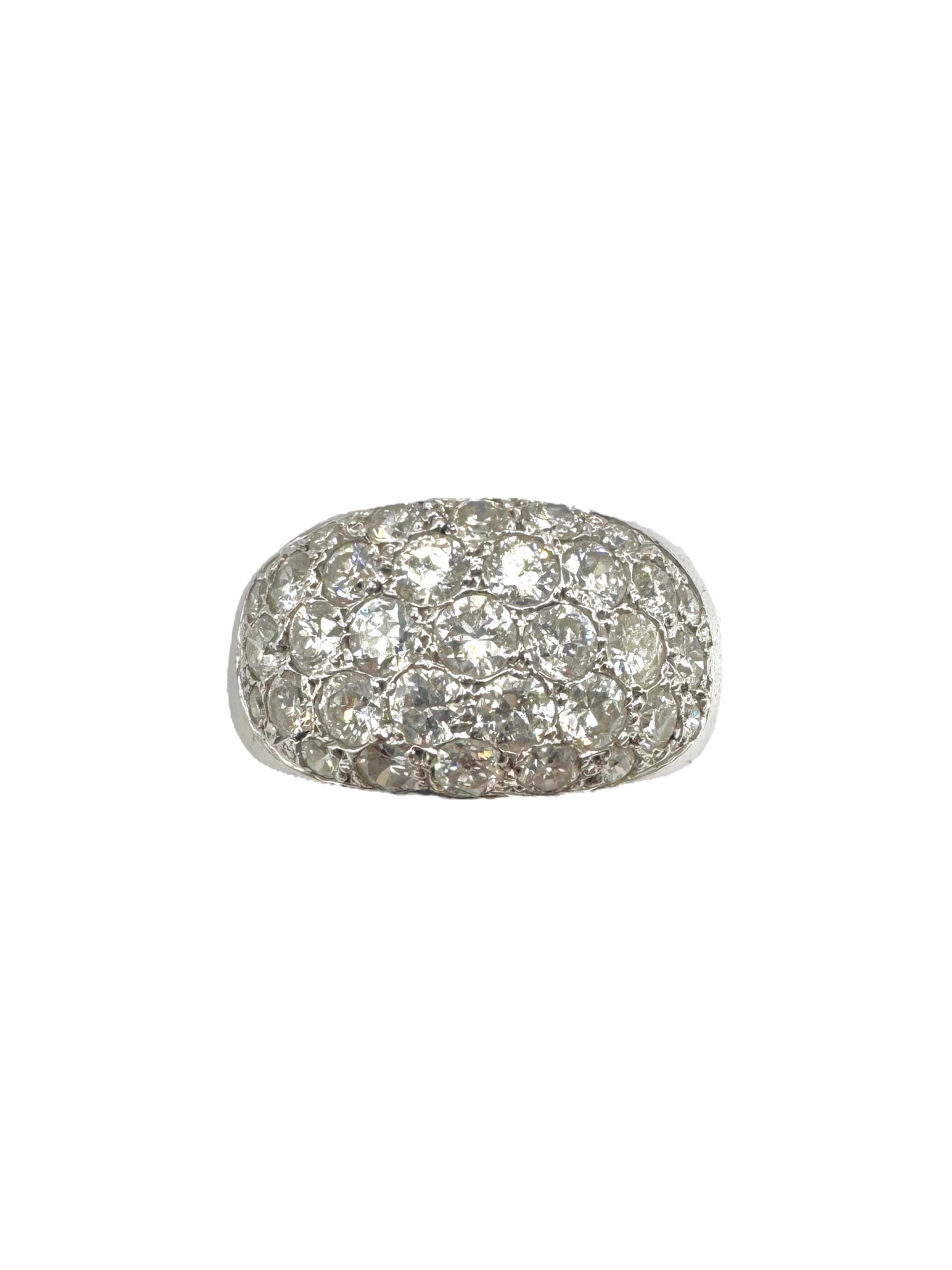 René Boivin Platinum Bombe Ring with Pavé-Set Old European Cut Diamonds For Sale 1