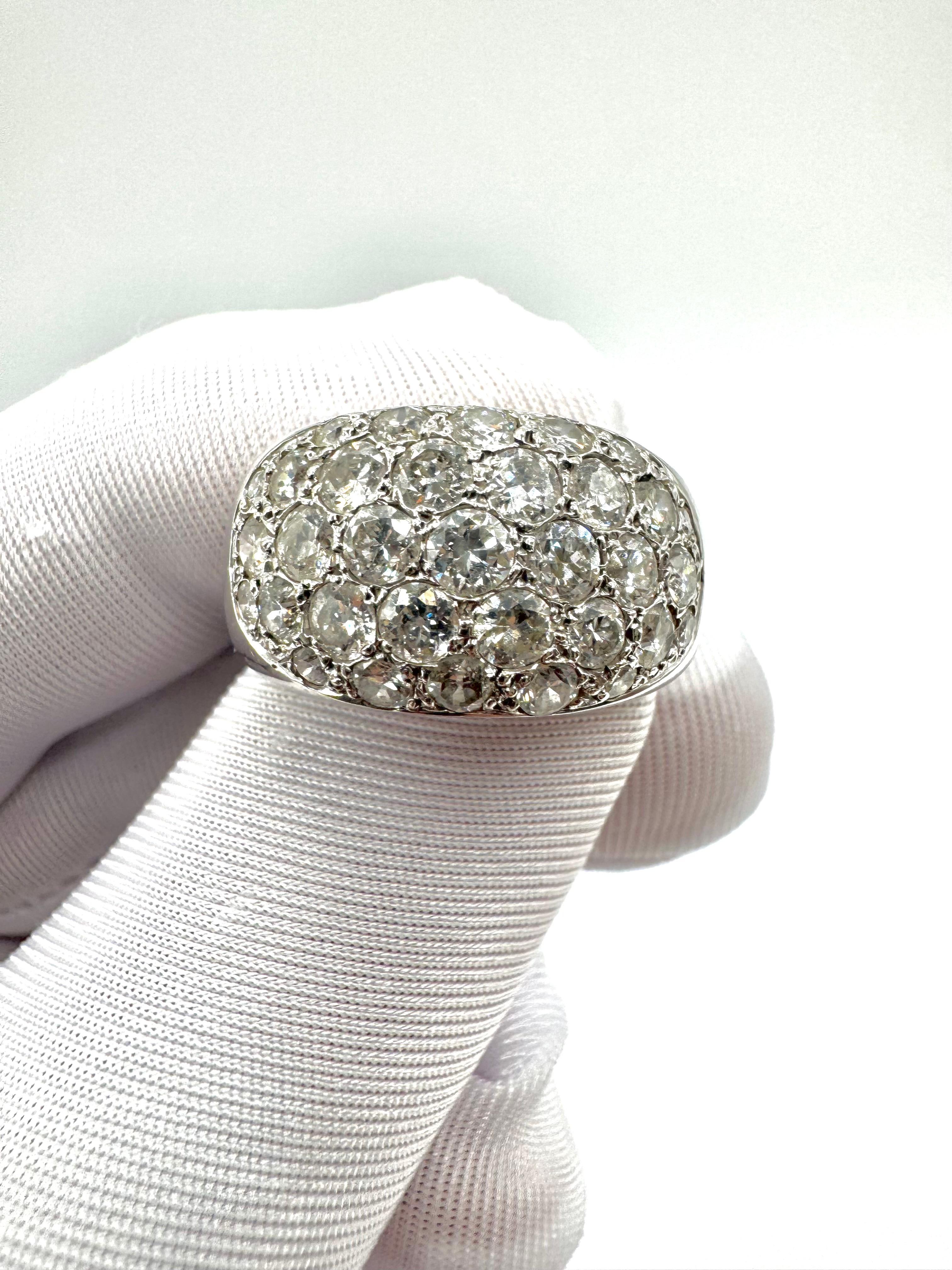 René Boivin Platinum Bombe Ring with Pavé-Set Old European Cut Diamonds For Sale 4