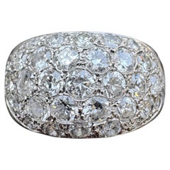 René Boivin 18K White Gold Diamond Bombe Ring with Certificate of Authenticity