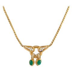 Rene Boivin 18K Yellow Gold 1.0ct Diamond and Emerald Necklace RB09-112525