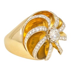 René Boivin 1950s Gold and Diamond Sculptural Ring