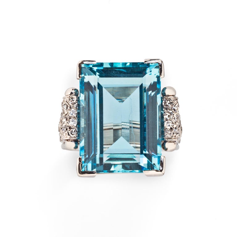 Emerald Cut René Boivin Aquamarine and Diamond Ring, circa 1935