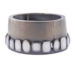 Rene Boivin Bracciale con pietra lunare in oro annerito