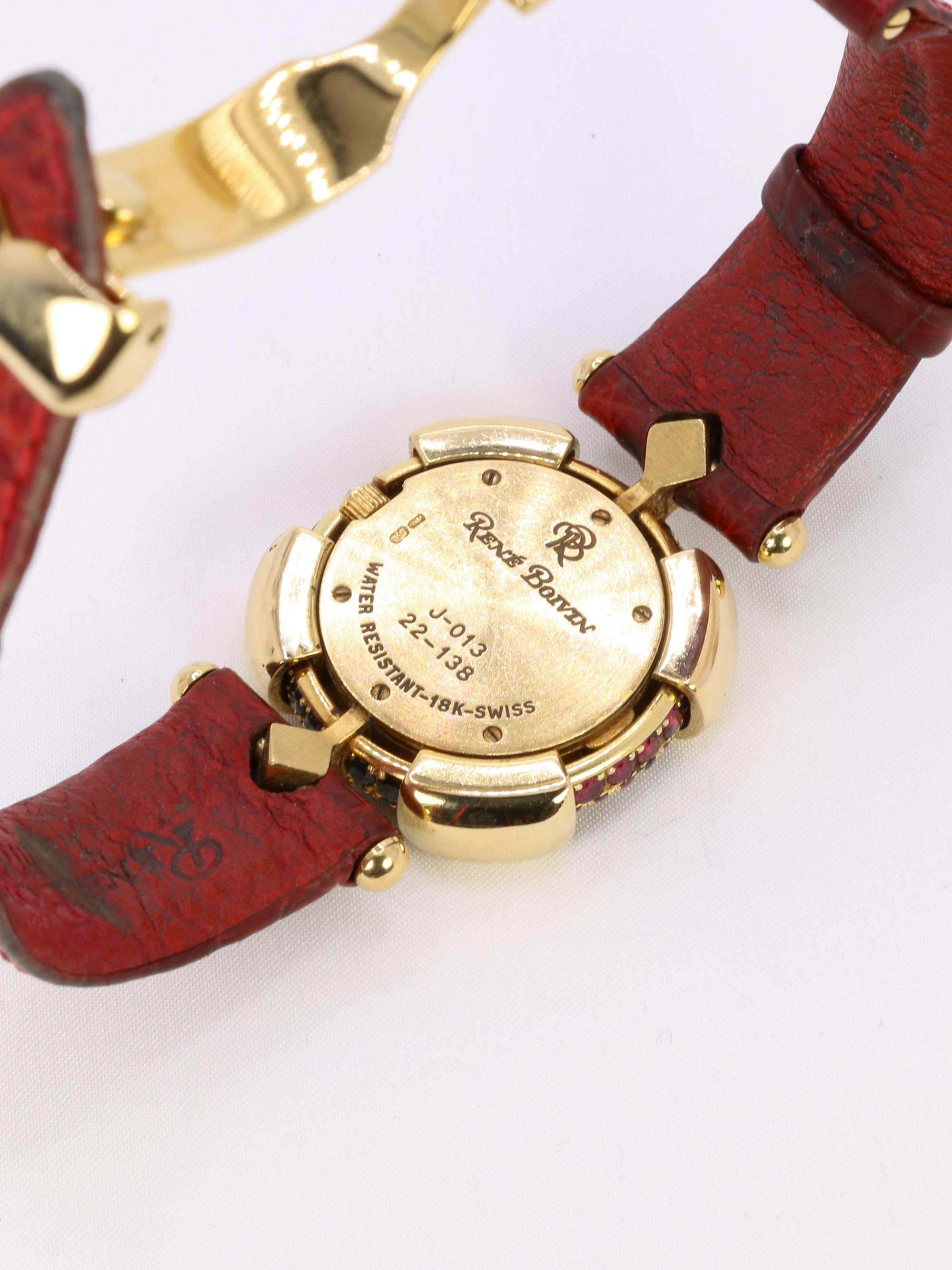 RENE BOIVIN Chrysalide Watch in Yellow Gold with Rubies, Sapphires, and Diamonds 6