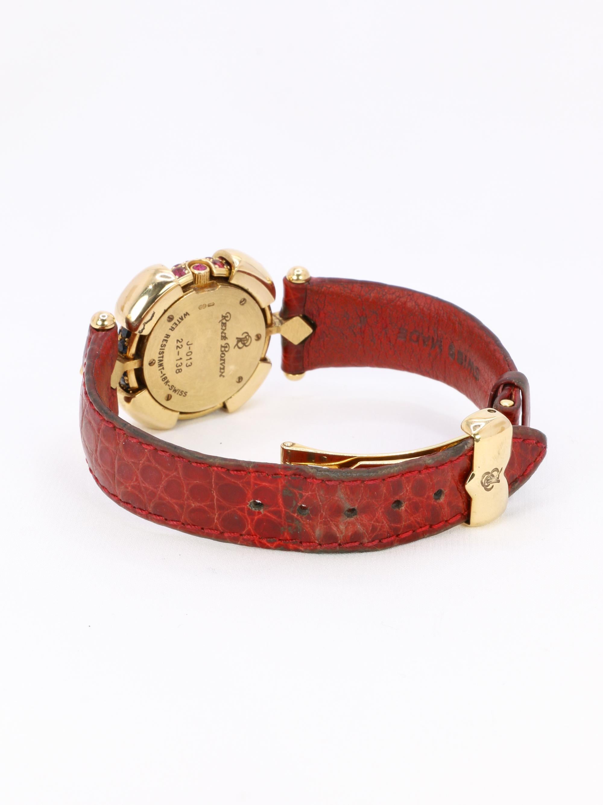 RENE BOIVIN Chrysalide Watch in Yellow Gold with Rubies, Sapphires, and Diamonds 2