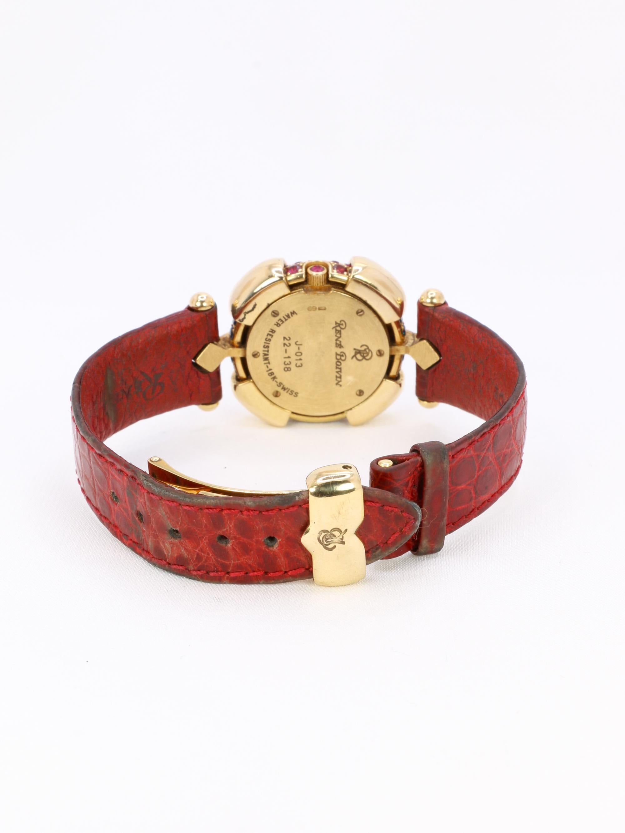 RENE BOIVIN Chrysalide Watch in Yellow Gold with Rubies, Sapphires, and Diamonds 3