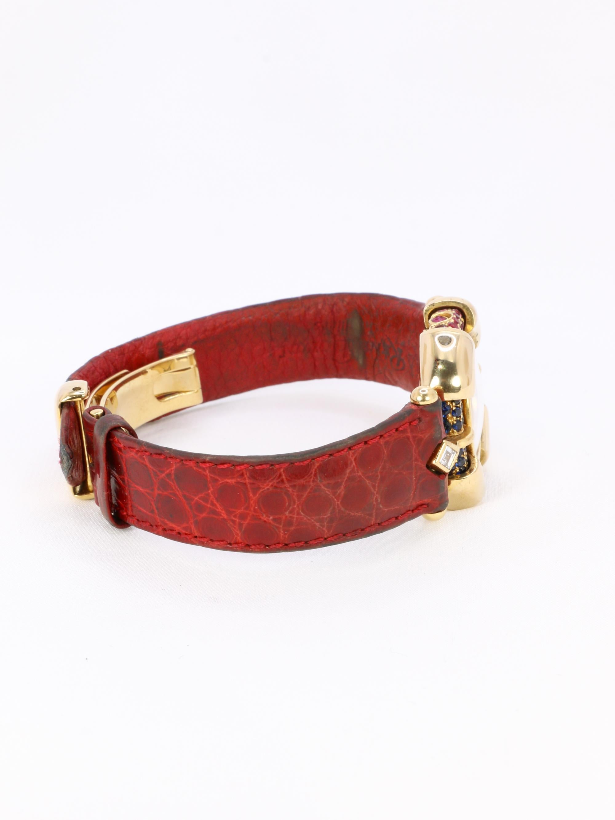 RENE BOIVIN Chrysalide Watch in Yellow Gold with Rubies, Sapphires, and Diamonds 4