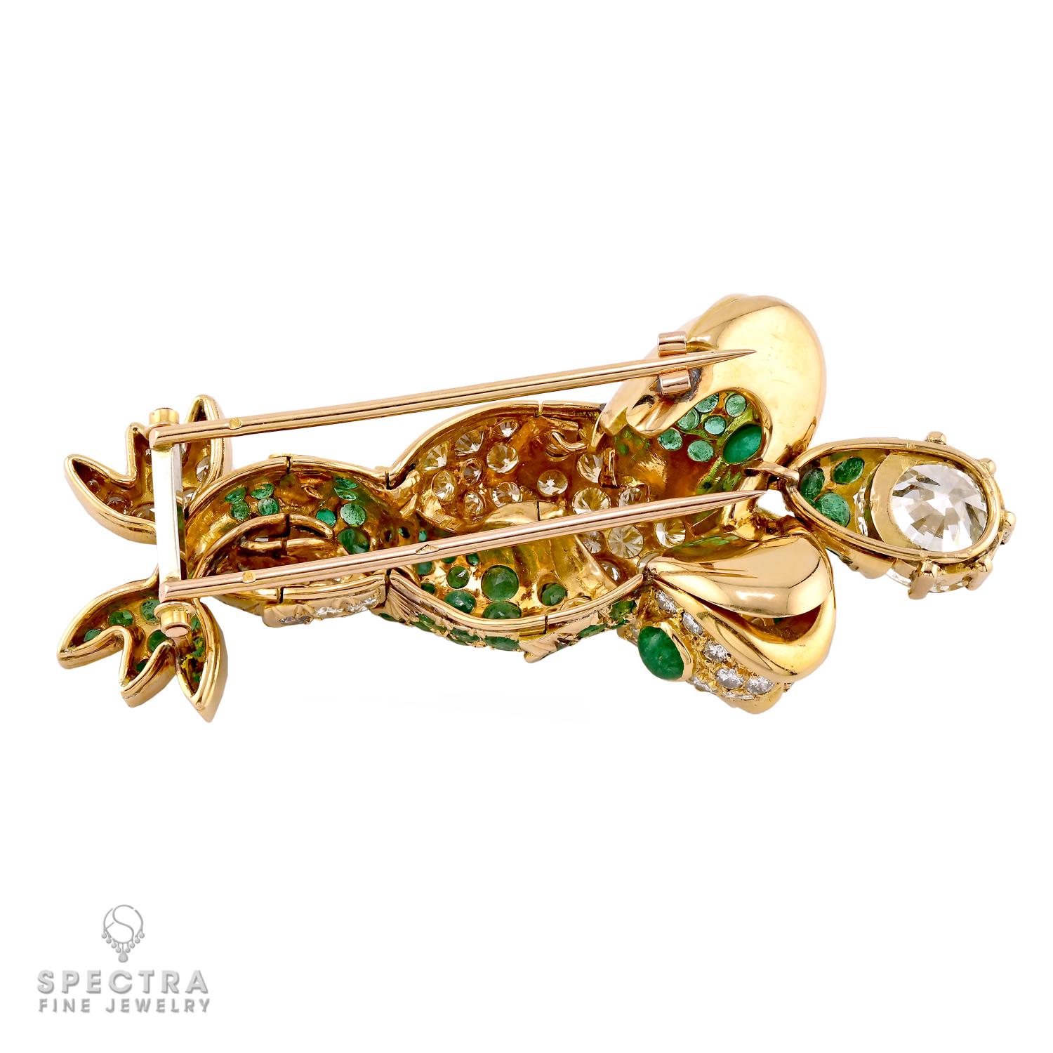 Rene Boivin Diamant-Smaragd-Brosche 