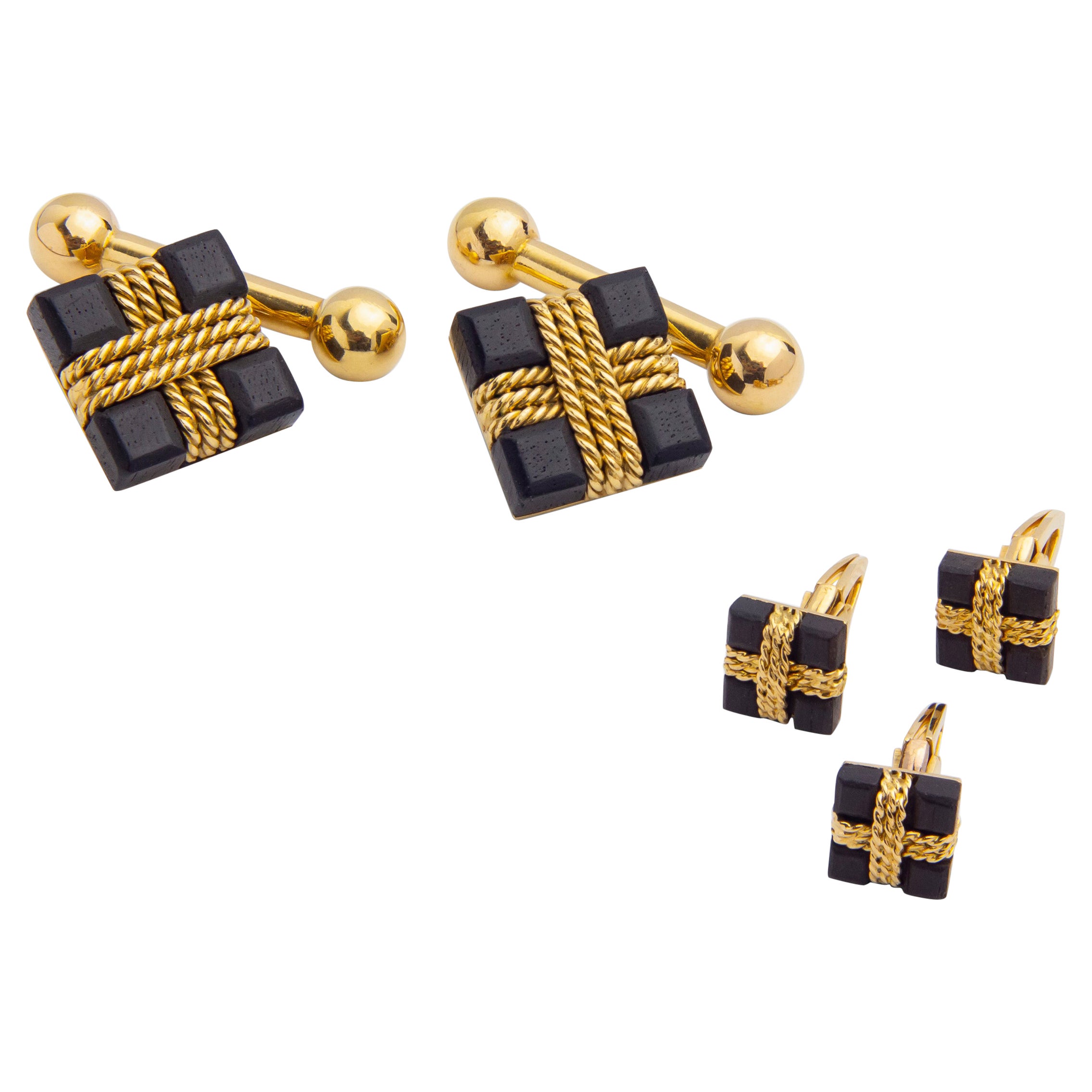 Rene Boivin, Ebony & 18 Karat Gold Dress Set