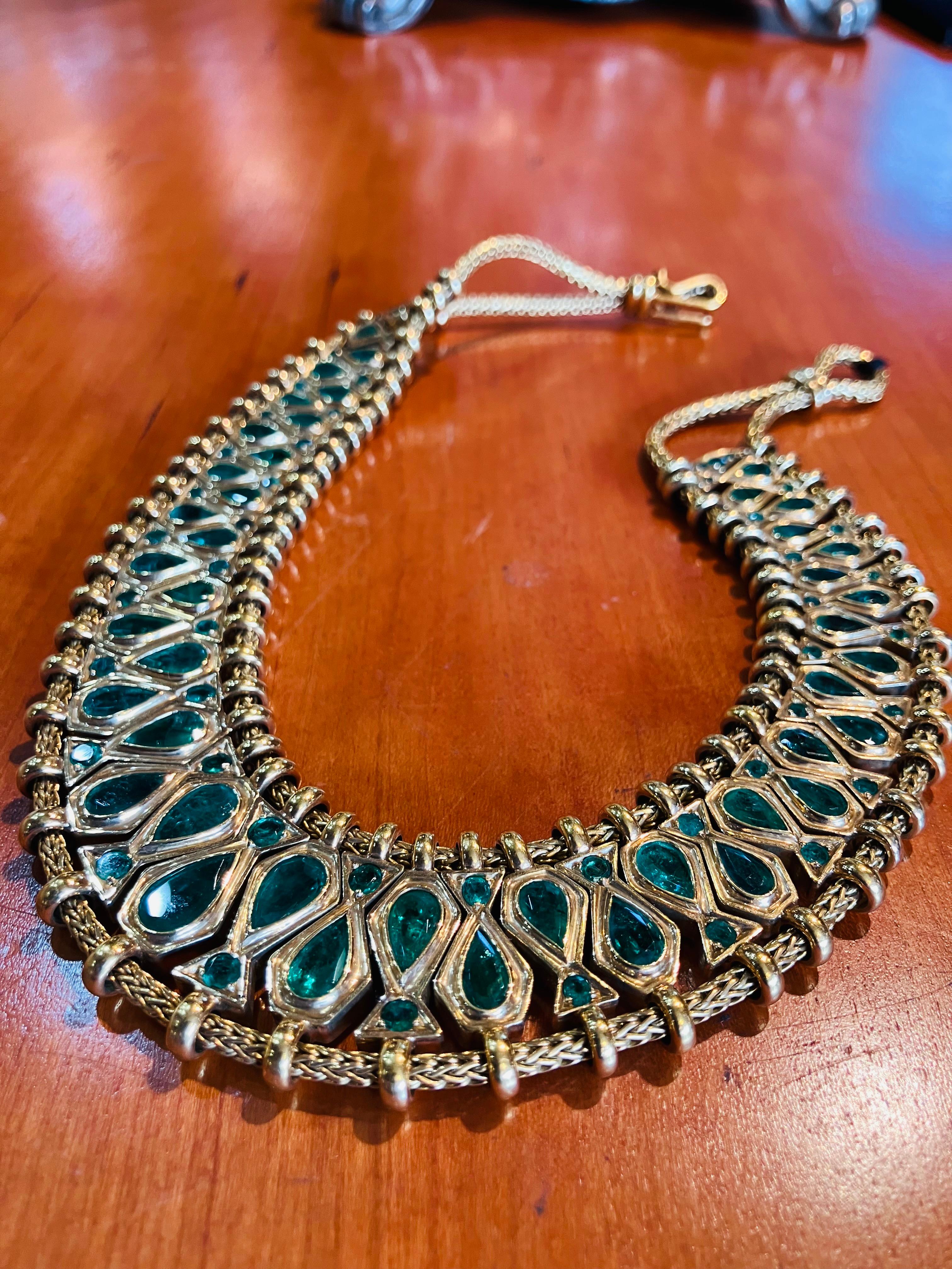 René Boivin Emerald and Gold Necklace  For Sale 1