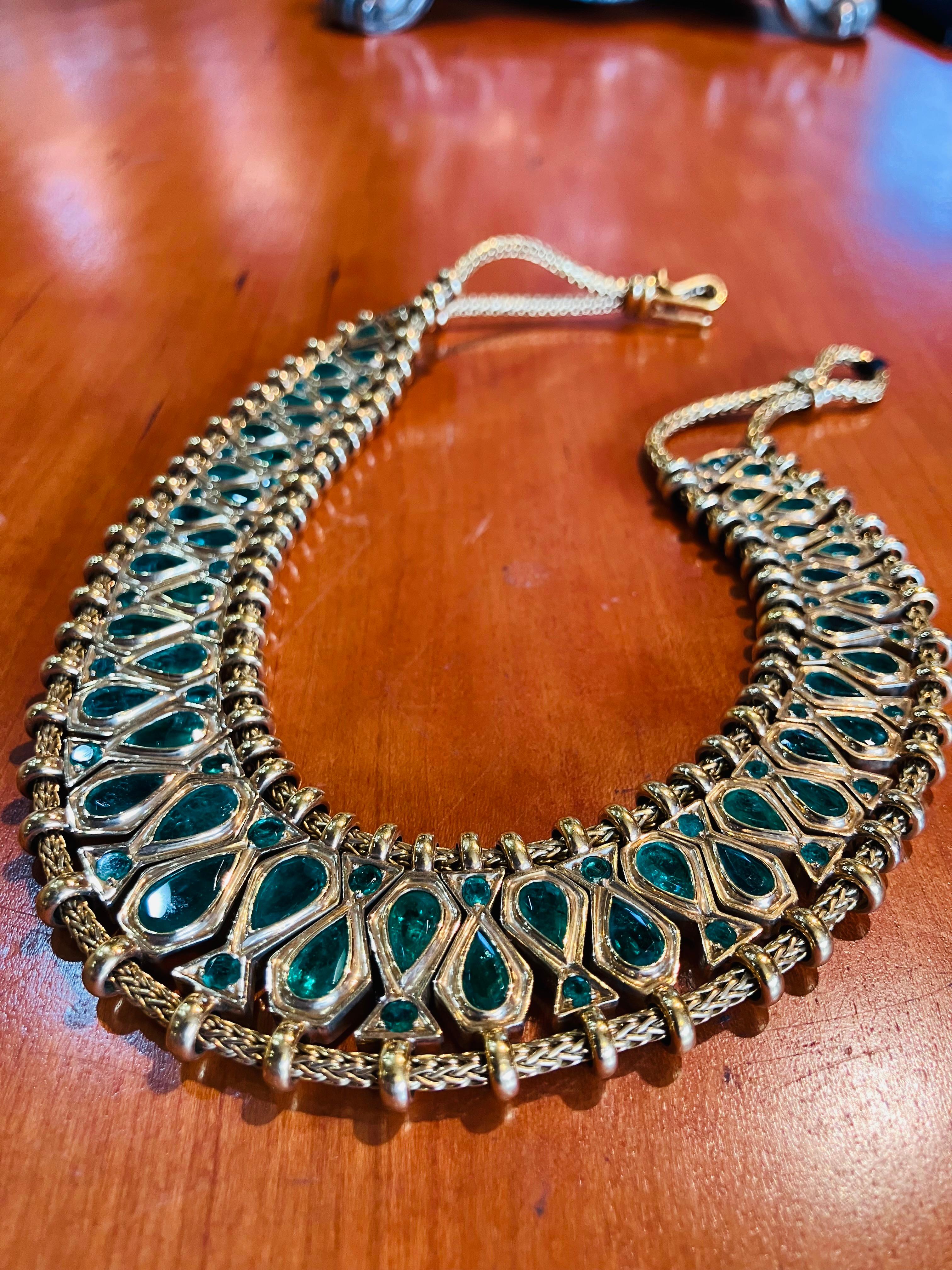 René Boivin Emerald and Gold Necklace  For Sale