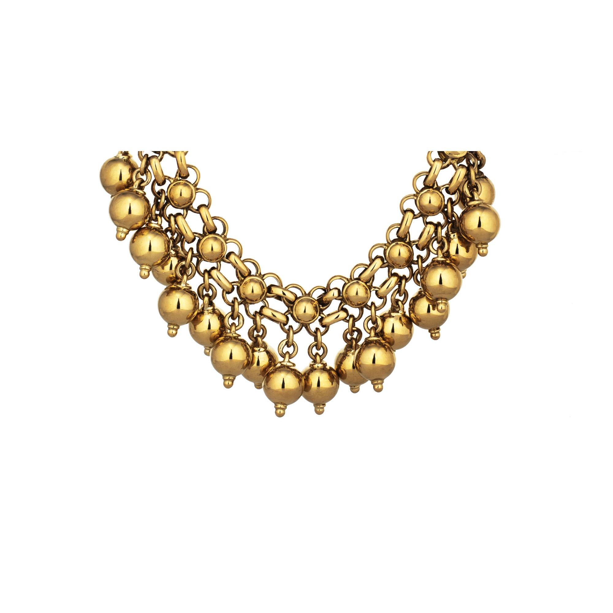 Contemporary Rene Boivin French Vintage Gold Beaded Fringe Bracelet