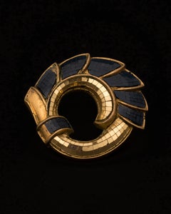 René Boivin, "Les Irradiantes", Gilt and Blue Mirrored Mosaic Brooch, circa 1935