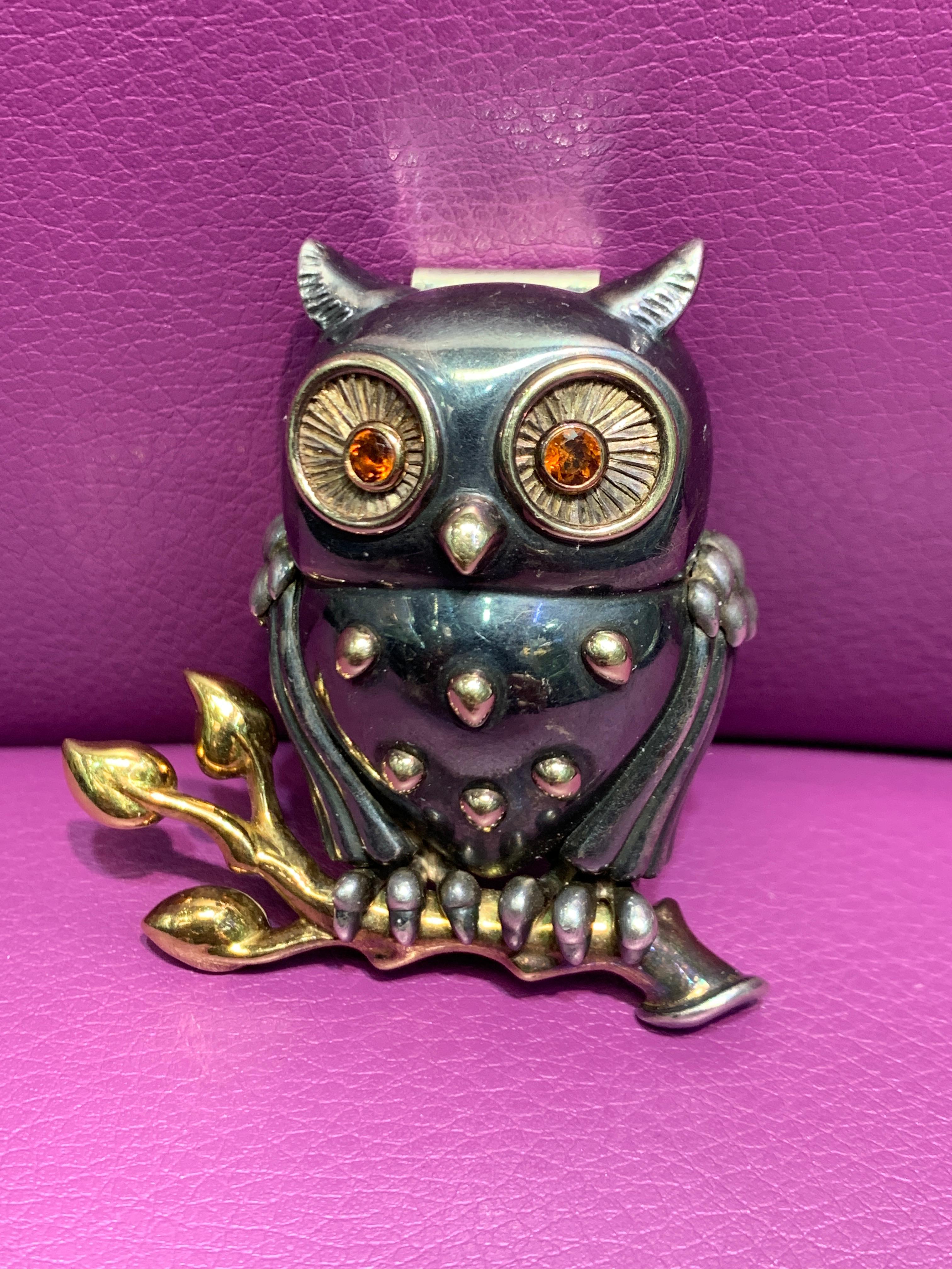 Round Cut Rene Boivin Owl Brooch For Sale