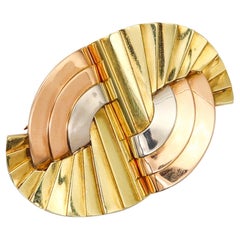 RENE BOIVIN Paris 1935 Belperron Art Déco Clips convertibles-Broche en or 18 carats